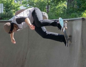 skateboard trick on ramp