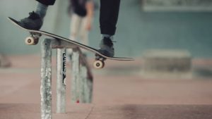 skateboard grinding trick